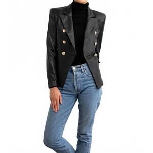 NEW DEA bella leather blazer in black